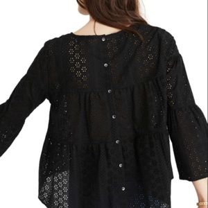 Madewell Eyelet Tiered Button Back Top